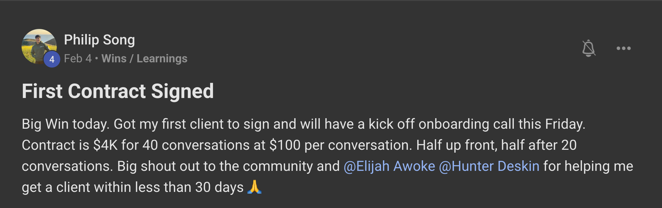 Philip Song: First Contract Signed