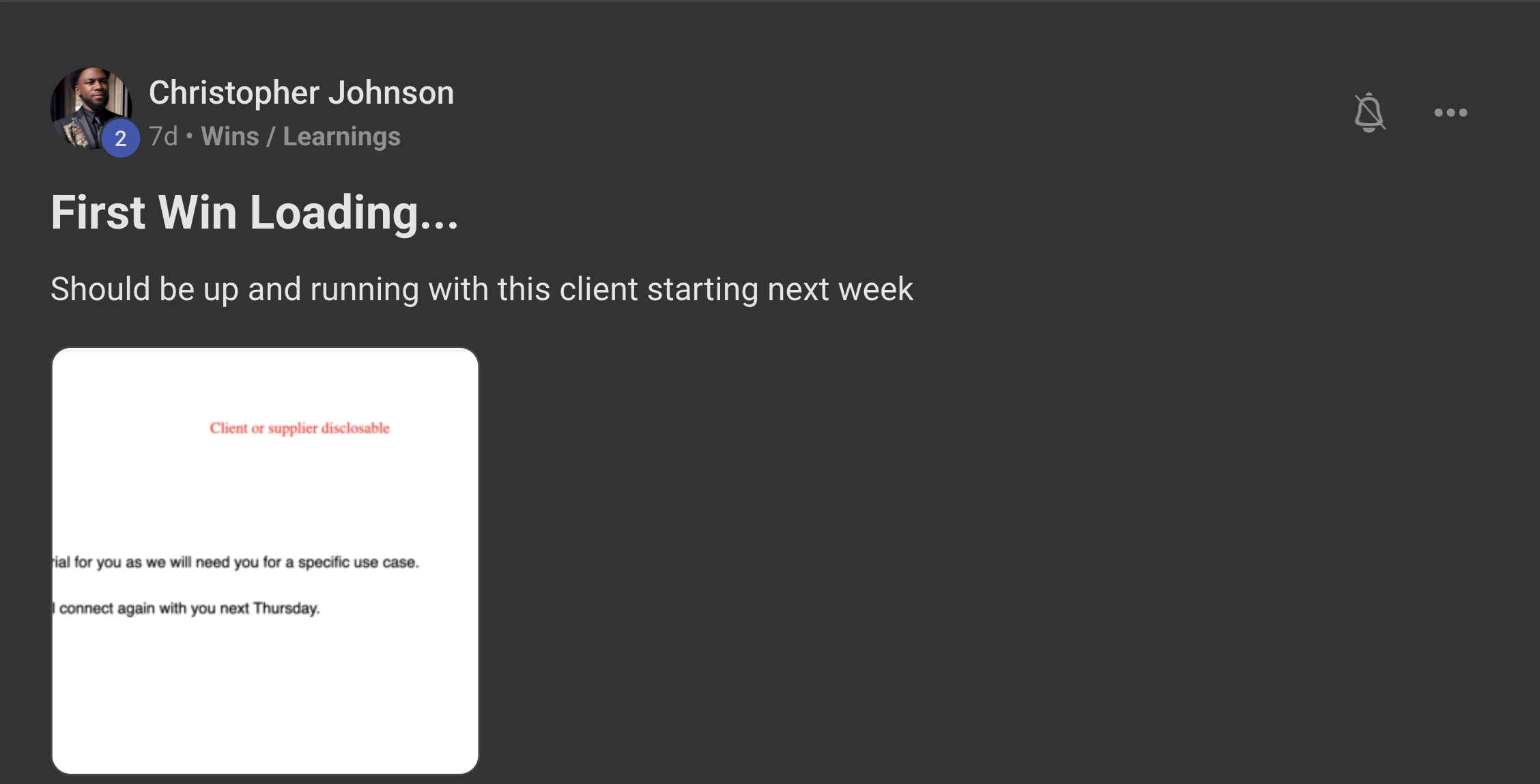 Christopher Johnson: First Win Loading...