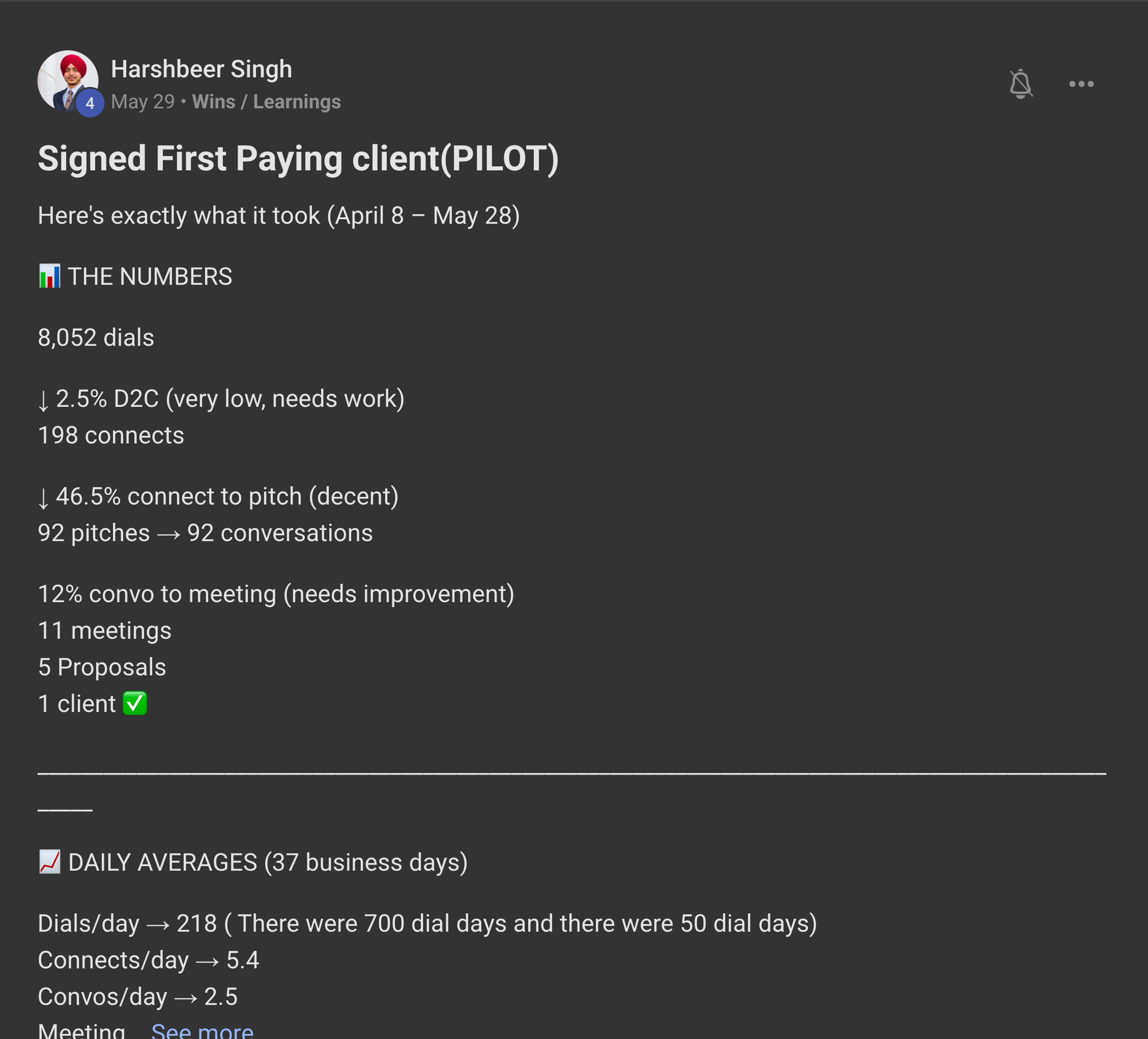 Harshbeer Singh: Signed First Paying client(PILOT)