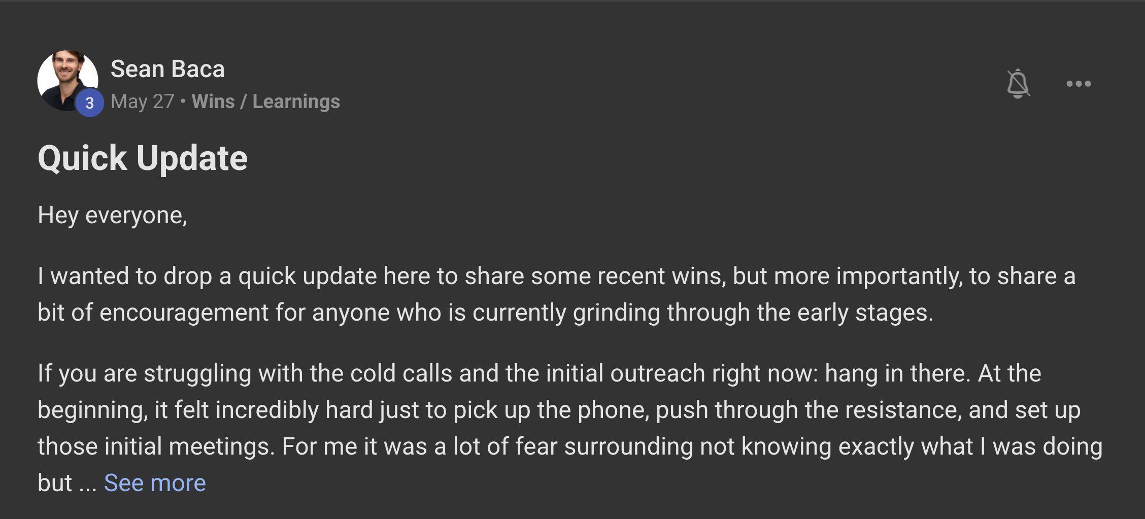 Sean Baca: Quick Update